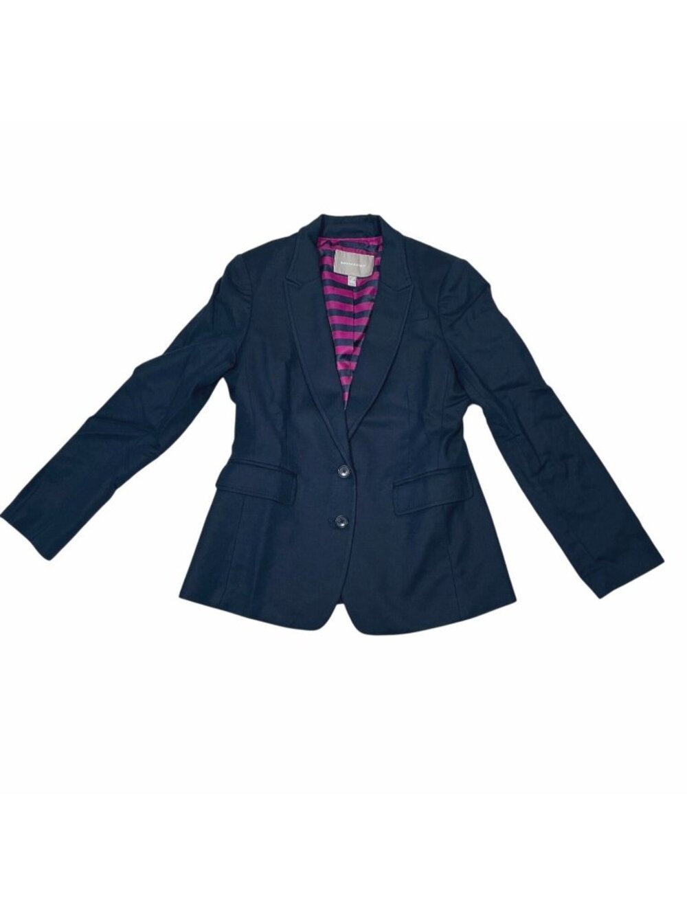Banana Republic Women’s Tailored  Cotton Blazer |Navy Blu Shell & Pink Striped L